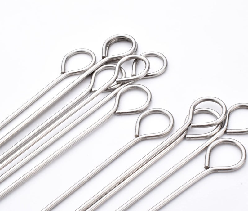 HONSHEN 12 Inch Barbecue Skewers, Stainless Steel BBQ Skewers, Shish Kebab Kabob Skewers 12Pcs - Image 4